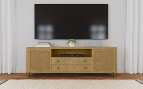 Arini Rattan Cane 2-door TV Stand Media Console Sand Wash - Tampa Furniture Outlet