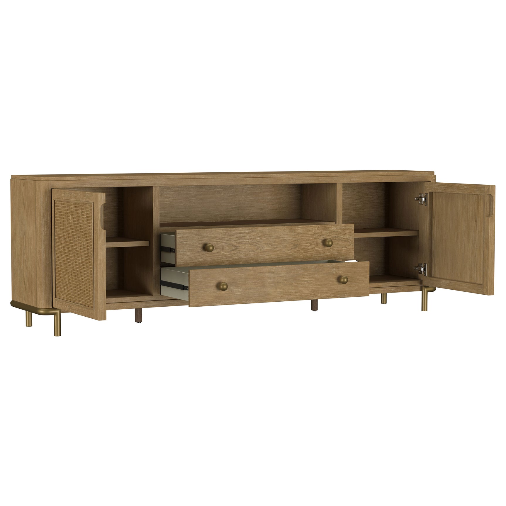 Arini Rattan Cane 2-door TV Stand Media Console Sand Wash - Tampa Furniture Outlet