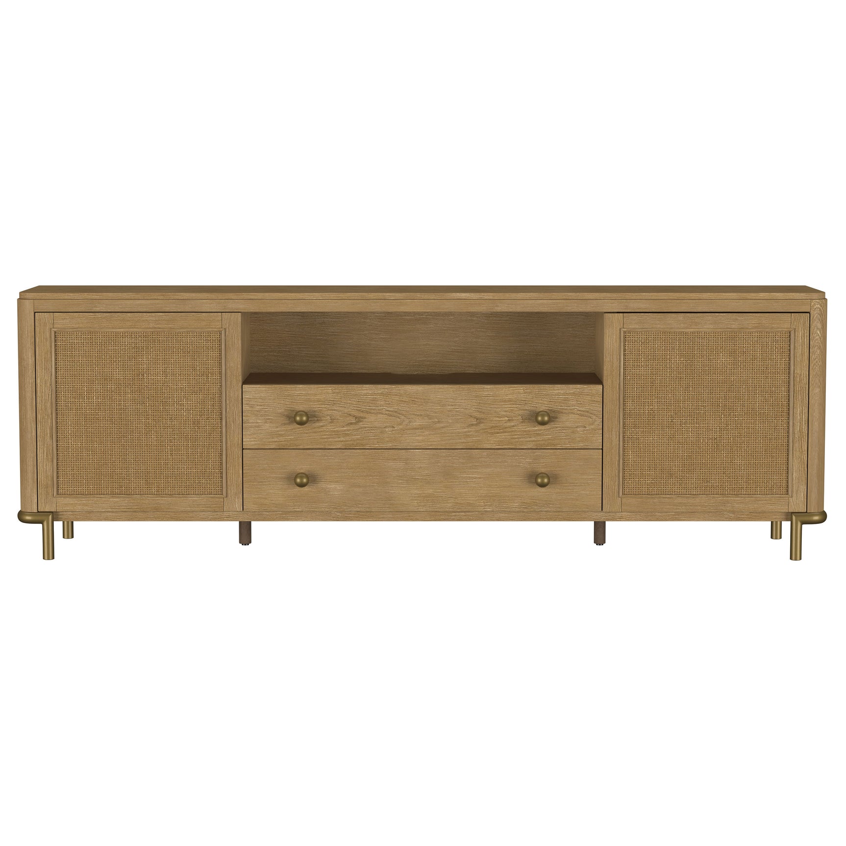 Arini Rattan Cane 2-door TV Stand Media Console Sand Wash - Tampa Furniture Outlet