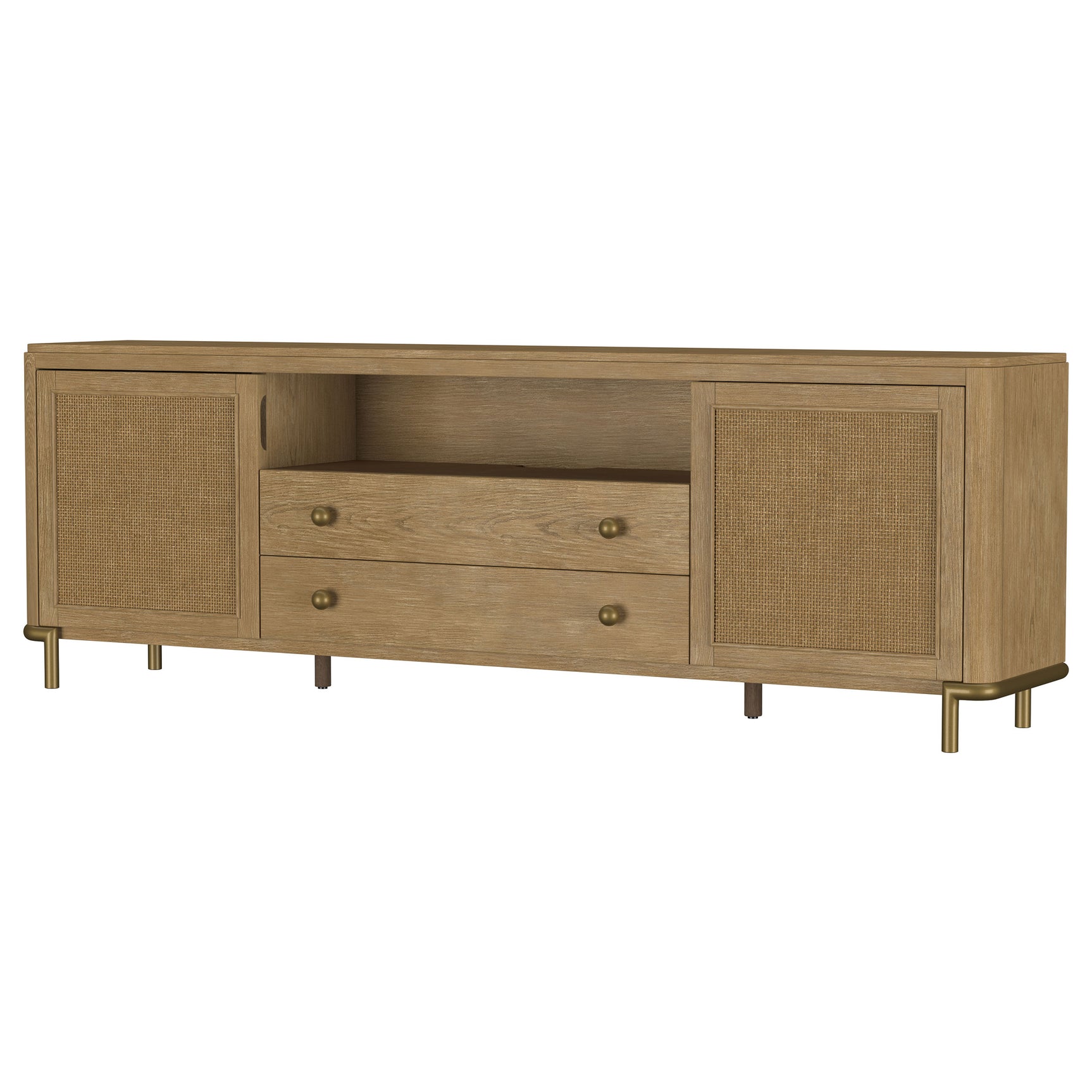 Arini Rattan Cane 2-door TV Stand Media Console Sand Wash - Tampa Furniture Outlet