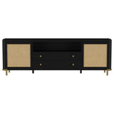 Arini Rattan Cane 2-door TV Stand Media Console Black - Tampa Furniture Outlet