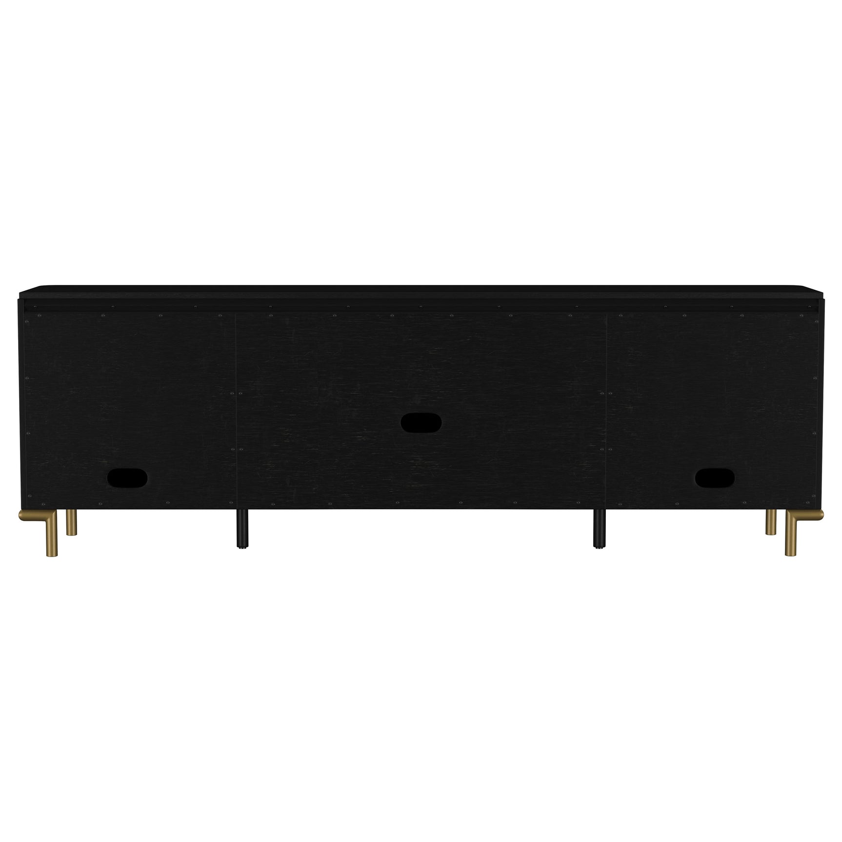 Arini Rattan Cane 2-door TV Stand Media Console Black - Tampa Furniture Outlet