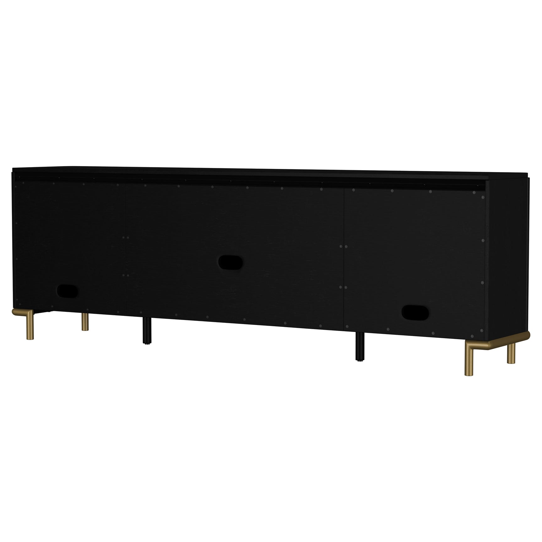 Arini Rattan Cane 2-door TV Stand Media Console Black - Tampa Furniture Outlet