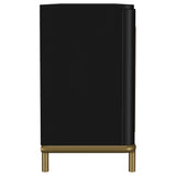 Arini Rattan Cane 2-door TV Stand Media Console Black - Tampa Furniture Outlet