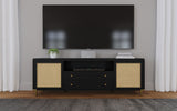 Arini Rattan Cane 2-door TV Stand Media Console Black - Tampa Furniture Outlet
