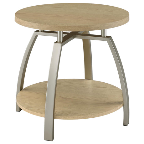 Tampa Furniture Outlet - Coaster - Dacre Round Engineered Wood Top Side End Table Greige - 720317