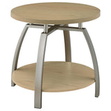 Dacre Round Engineered Wood Top Side End Table Greige