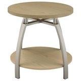 Dacre Round Engineered Wood Top Side End Table Greige