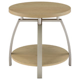 Dacre Round Engineered Wood Top Side End Table Greige