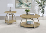 Dacre Round Engineered Wood Top Side End Table Greige