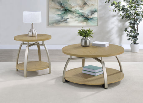 Tampa Furniture Outlet - Coaster - Dacre 2-piece Round Coffee and End Table Set Greige - 720318-S2