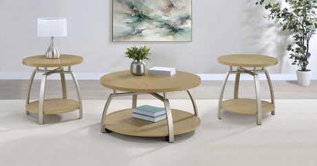 Tampa Furniture Outlet - Coaster - Dacre 3-piece Round Coffee and End Table Set Greige - 720318-S3