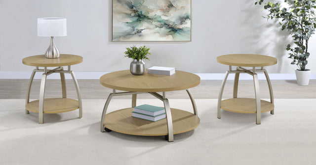 Tampa Furniture Outlet - Coaster - Dacre 3-piece Round Coffee and End Table Set Greige - 720318-S3