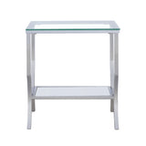 Saide Square Glass Top Side End Table Chrome - Tampa Furniture Outlet