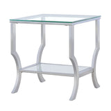 Saide Square Glass Top Side End Table Chrome - Tampa Furniture Outlet