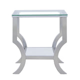 Saide Square Glass Top Side End Table Chrome - Tampa Furniture Outlet