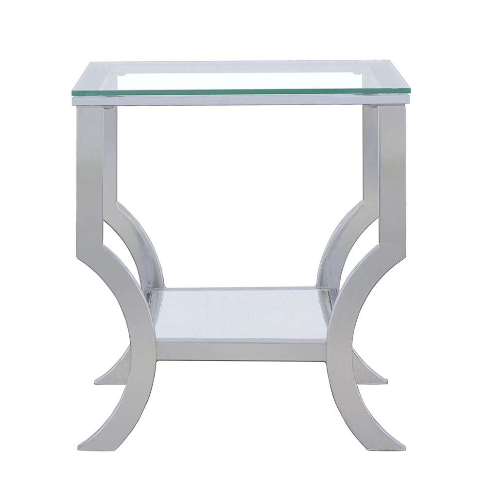 Saide Square Glass Top Side End Table Chrome - Tampa Furniture Outlet
