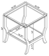 Saide Square Glass Top Side End Table Chrome - Tampa Furniture Outlet