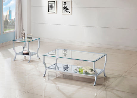 Tampa Furniture Outlet - Coaster - Saide 2-piece Glass Top Coffee and End Table Set Chrome - 720338-S2