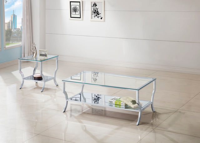 Tampa Furniture Outlet - Coaster - Saide 2-piece Glass Top Coffee and End Table Set Chrome - 720338-S2