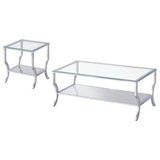 Saide 2-piece Glass Top Coffee and End Table Set Chrome - Tampa Furniture Outlet
