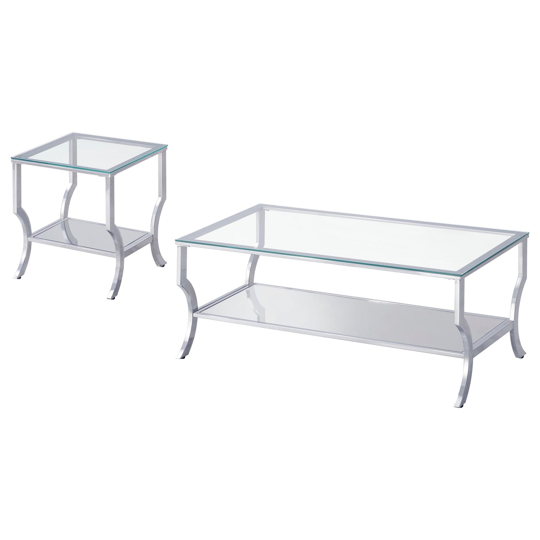 Saide 2-piece Glass Top Coffee and End Table Set Chrome - Tampa Furniture Outlet