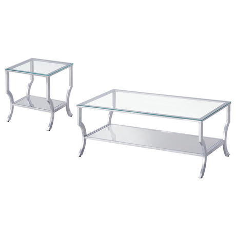 Saide 2-piece Glass Top Coffee and End Table Set Chrome - Tampa Furniture Outlet