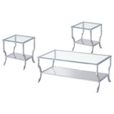 Saide 3-piece Glass Top Coffee and End Table Set Chrome - Tampa Furniture Outlet