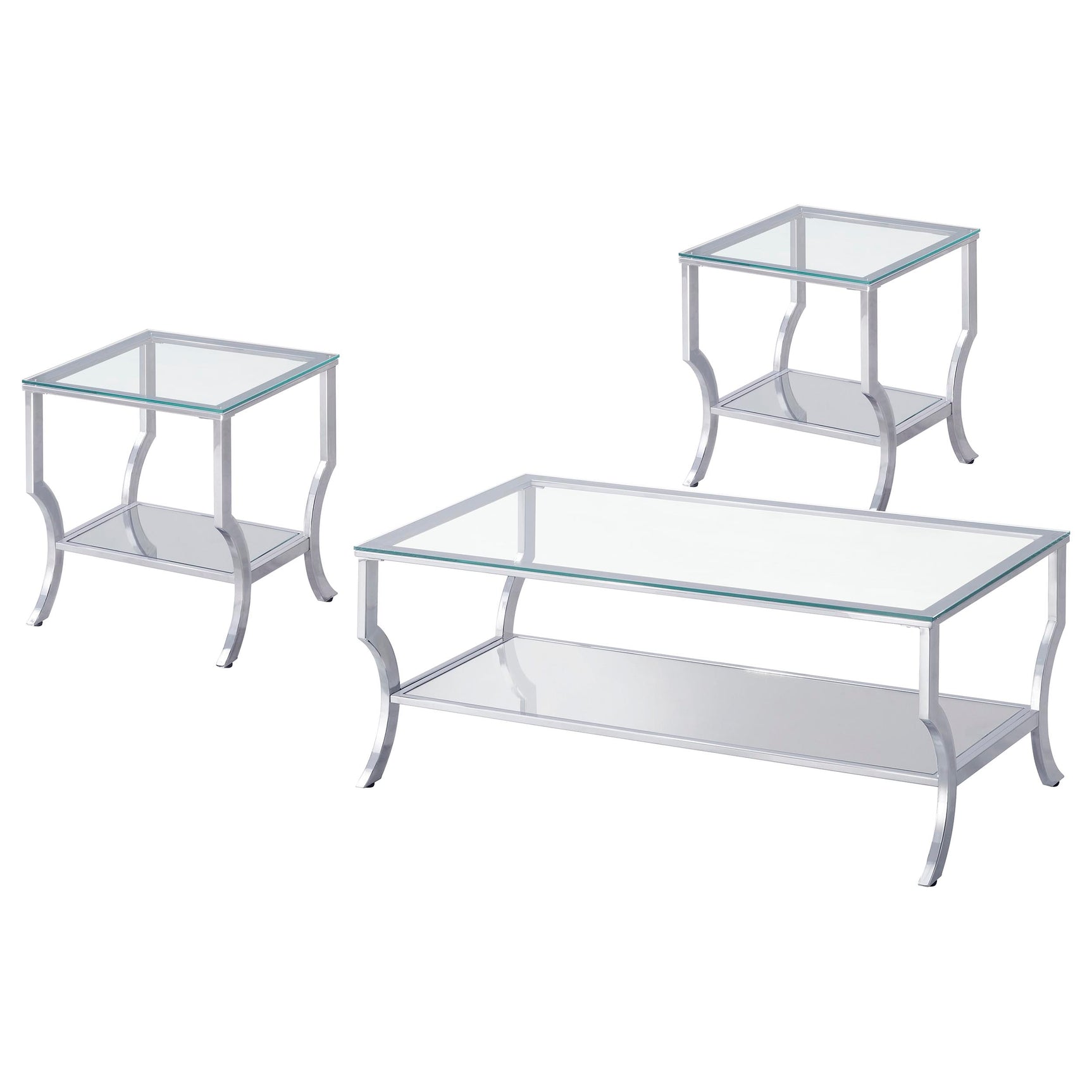 Saide 3-piece Glass Top Coffee and End Table Set Chrome - Tampa Furniture Outlet