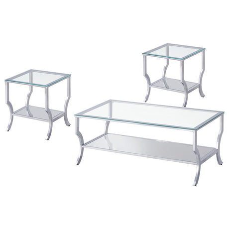 Saide 3-piece Glass Top Coffee and End Table Set Chrome - Tampa Furniture Outlet
