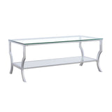 Tampa Furniture Outlet - Coaster - Saide Rectangular Glass Top Coffee Table Chrome - 720338