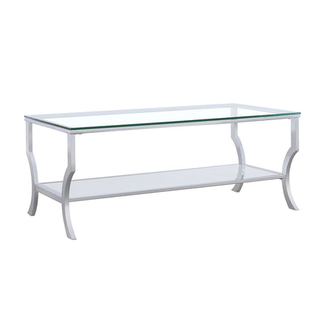Tampa Furniture Outlet - Coaster - Saide Rectangular Glass Top Coffee Table Chrome - 720338