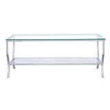 Saide Rectangular Glass Top Coffee Table Chrome - Tampa Furniture Outlet