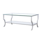 Saide Rectangular Glass Top Coffee Table Chrome - Tampa Furniture Outlet
