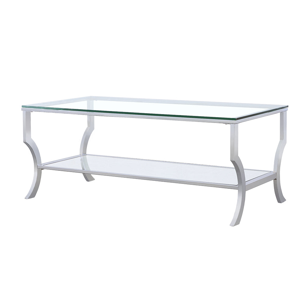 Saide Rectangular Glass Top Coffee Table Chrome - Tampa Furniture Outlet