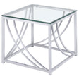 Tampa Furniture Outlet - Coaster - Lille Square Glass Top Side End Table Chrome - 720497