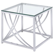 Tampa Furniture Outlet - Coaster - Lille Square Glass Top Side End Table Chrome - 720497