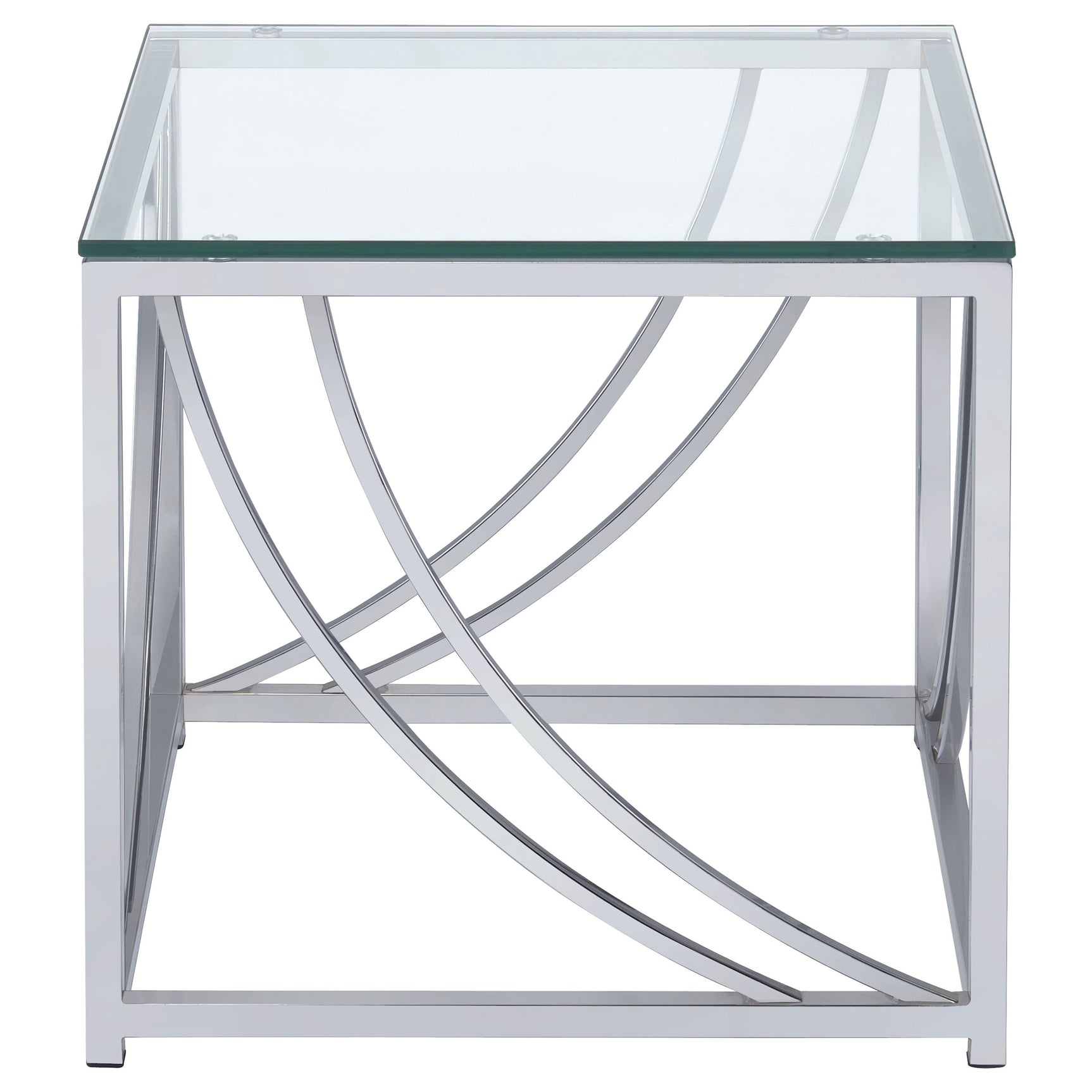 Lille Square Glass Top Side End Table Chrome - Tampa Furniture Outlet
