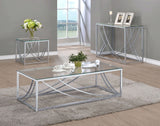 Lille Square Glass Top Side End Table Chrome - Tampa Furniture Outlet