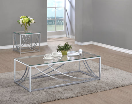 Tampa Furniture Outlet - Coaster - Lille 2-piece Glass Top Coffee And End Table Set Chrome - 720498-S2