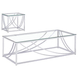 Lille 2-piece Glass Top Coffee And End Table Set Chrome - Tampa Furniture Outlet
