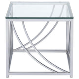 Lille 2-piece Glass Top Coffee And End Table Set Chrome - Tampa Furniture Outlet