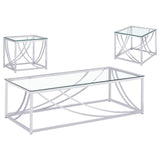 Lille 3-piece Glass Top Coffee And End Table Set Chrome - Tampa Furniture Outlet