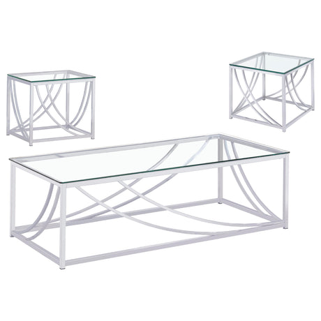 Lille 3-piece Glass Top Coffee And End Table Set Chrome - Tampa Furniture Outlet