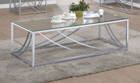 Lille Rectangular Glass Top Coffee Table Chrome - Tampa Furniture Outlet