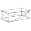 Tampa Furniture Outlet - Coaster - Lille Rectangular Glass Top Coffee Table Chrome - 720498
