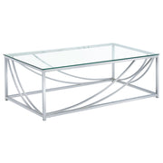 Tampa Furniture Outlet - Coaster - Lille Rectangular Glass Top Coffee Table Chrome - 720498
