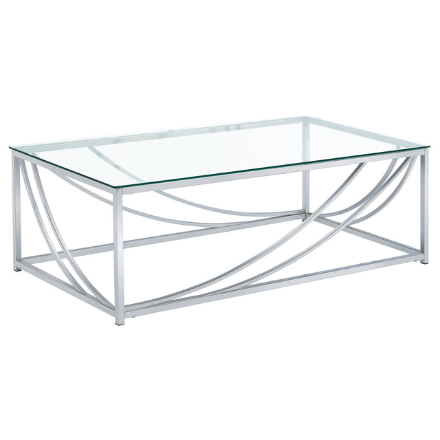 Tampa Furniture Outlet - Coaster - Lille Rectangular Glass Top Coffee Table Chrome - 720498