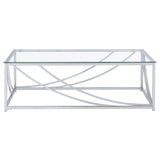 Lille Rectangular Glass Top Coffee Table Chrome - Tampa Furniture Outlet