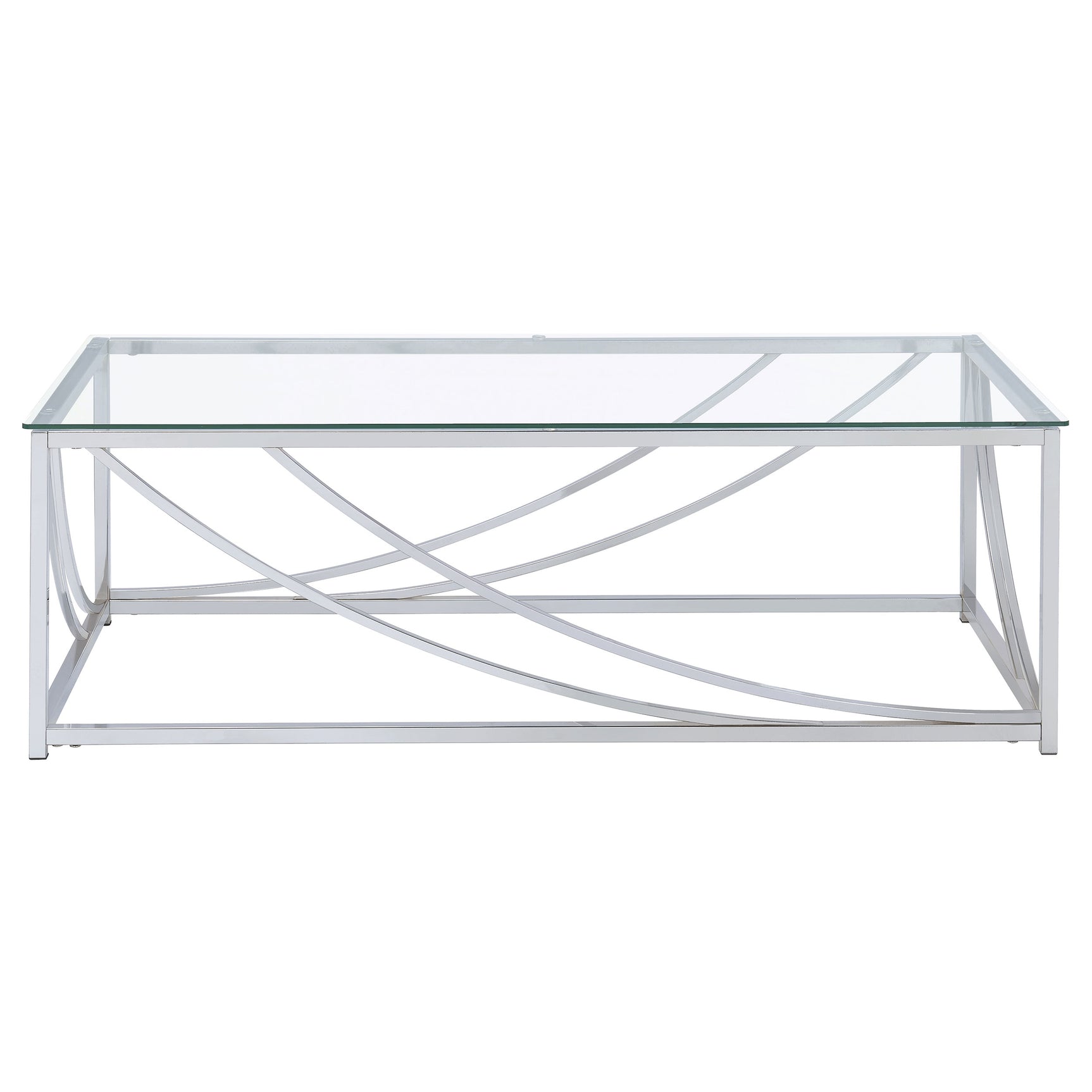 Lille Rectangular Glass Top Coffee Table Chrome - Tampa Furniture Outlet